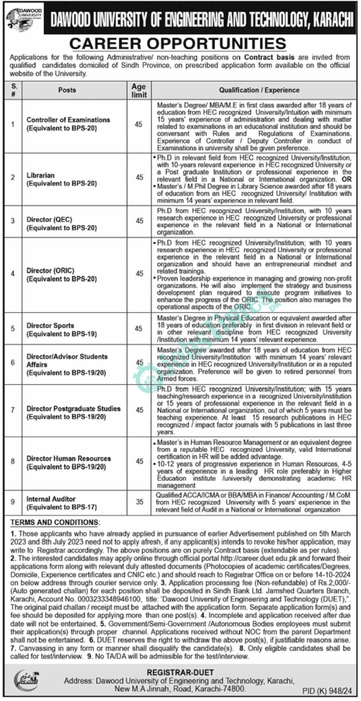 Dawood University of Engineering & Technology Jobs 1 Dawood University of Engineering & Technology Jobs