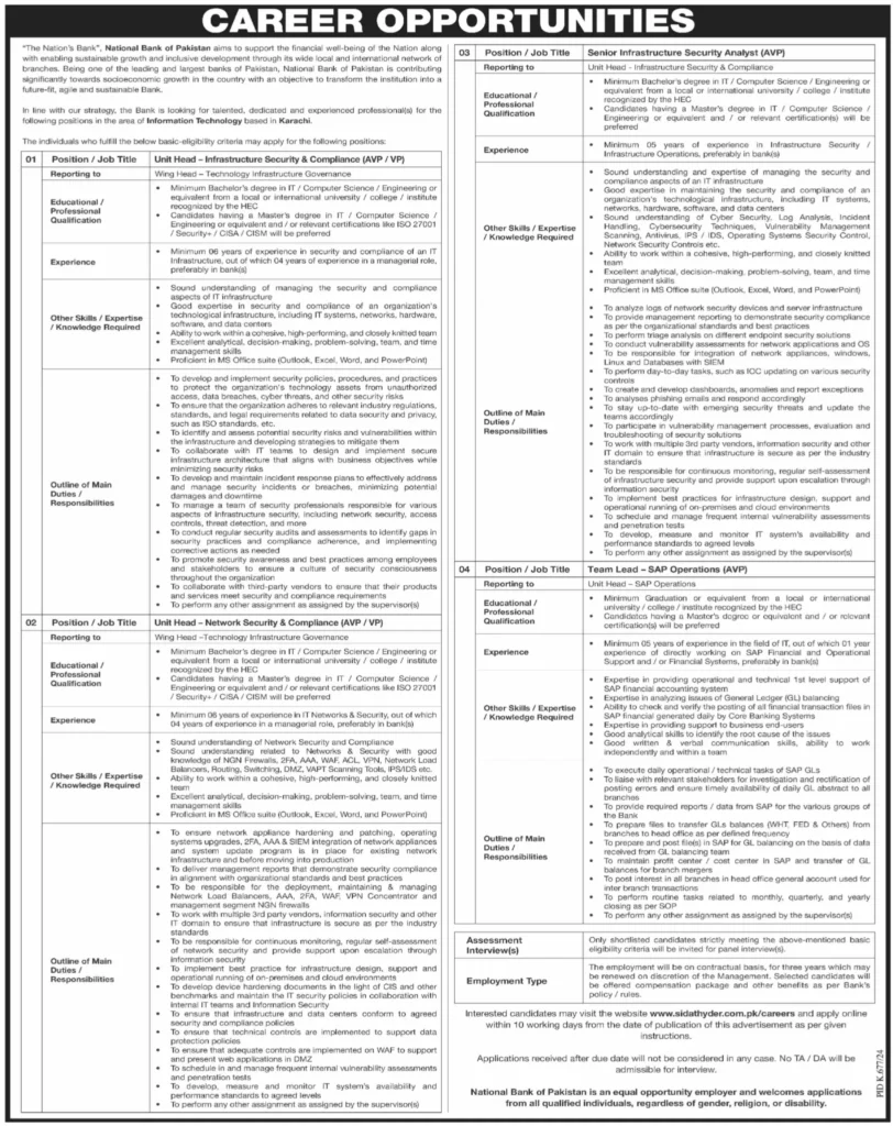 National Bank of Pakistan Job Opportunities 2024 2 National Bank of Pakistan Job Opportunities