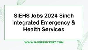 SIEHS Jobs 2024 Sindh Integrated Emergency & Health Services