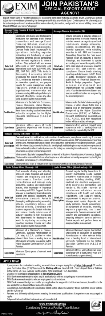 Latest Opportunities at Export Import Bank of Pakistan 2025 1 Career Opportunities at Export Import Bank of Pakistan 2025