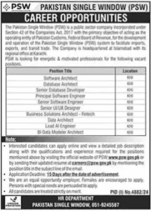Career Opportunities at Pakistan Single Window PSW