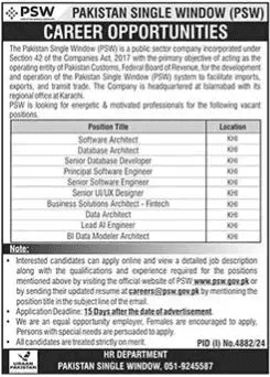 Career Opportunities at Pakistan Single Window PSW 1 Career Opportunities at Pakistan Single Window PSW