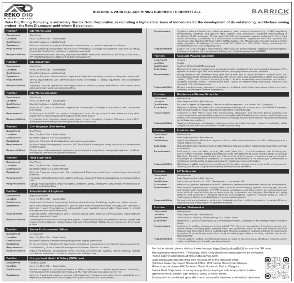 Career Opportunities at Reko Diq Mining Company 2025 1 Career Opportunities at Reko Diq Mining Company 2025