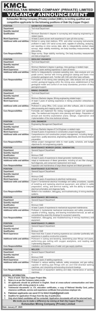 Jobs at Kohesultan Mining Company Private Limited 2025 1 Jobs at Kohesultan Mining Company Private Limited