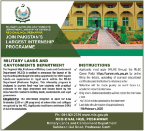 Legal Internship Opportunity Military Lands Department 2025