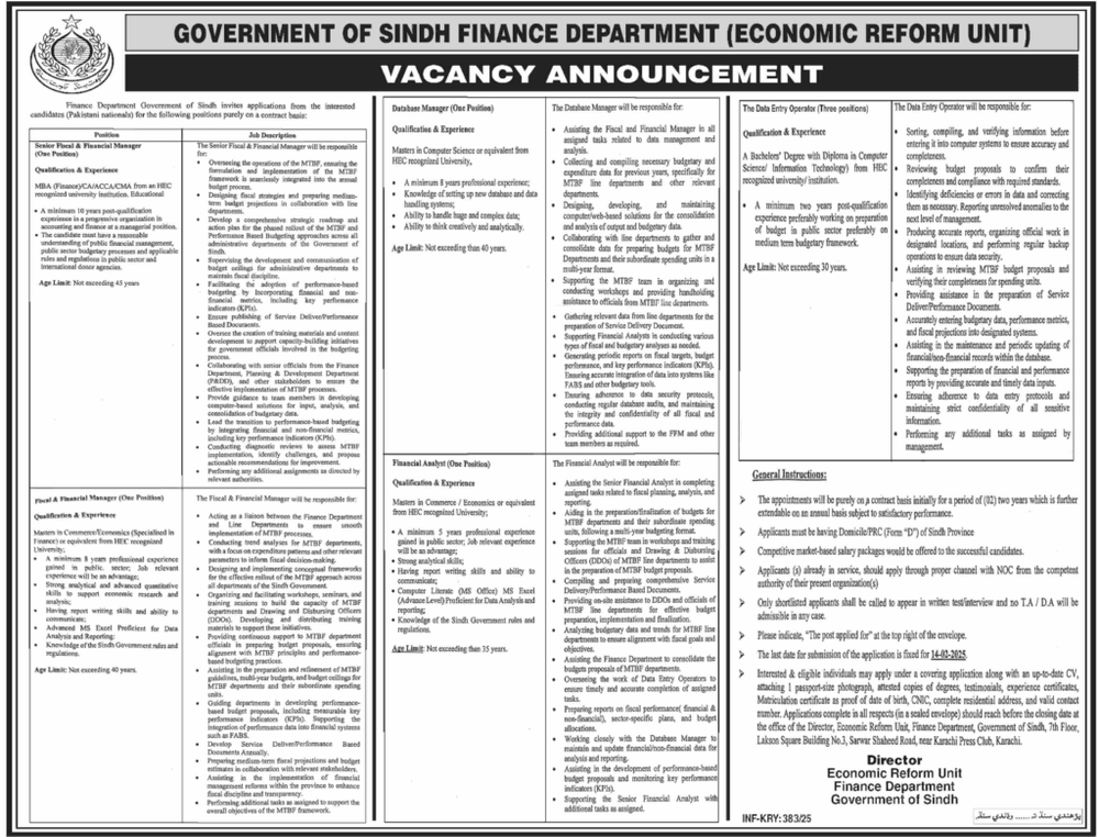 Today Government of Sindh Finance Department Positions 2025 1 Today Government of Sindh Finance Department Positions 2025
