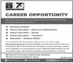 IBA Karachi Jobs 2025 Latest Career Opportunities
