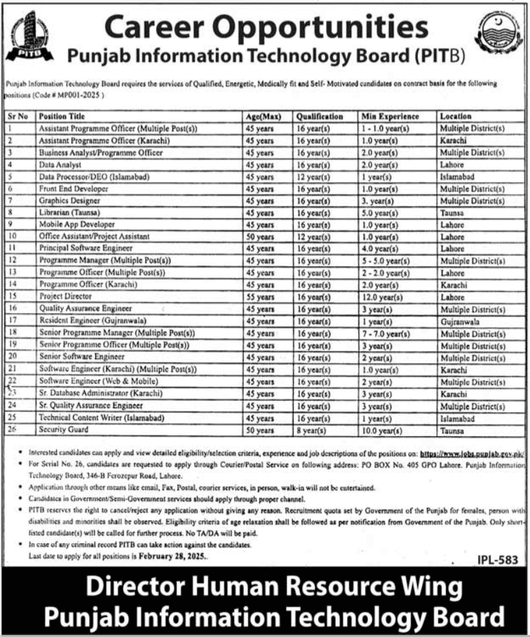 Punjab Information Technology Board Latest Jobs 2025 1 Punjab Information Technology Board Latest Jobs 2025