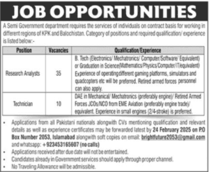 Latest Semi Government Department Jobs 2025