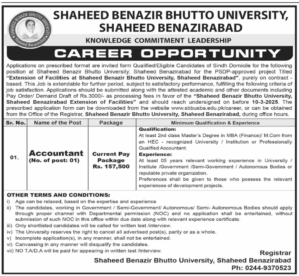 Latest Shaheed Benazir Bhutto University SBBU Jobs 2025 Paperpk latest-shaheed-benazir-bhutto-university-sbbu-jobs-2025-paperpk