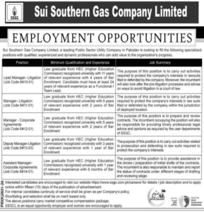 SSGC Latest Sui Southern Gas Company Jobs 2025