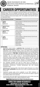 Faculty Positions at Aror University of Art Sukkur 2025