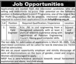 National Rural Support Programme (NRSP) Jobs 2025