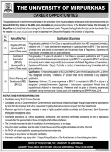 University of Mirpurkhas Jobs 2025 Apply Now Today