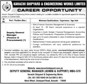 New Opportunities at Karachi Shipyard Limited 2025