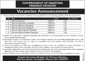 Finance Division Jobs 2025 Government of Pakistan