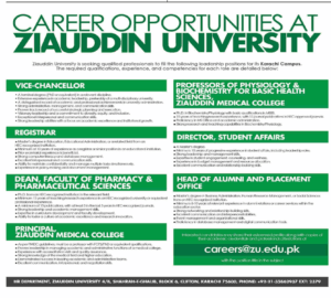Ziauddin University Jobs 2025 Career Opportunities