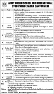 Latest Army Public School Hyderabad Cantonment Jobs 2025