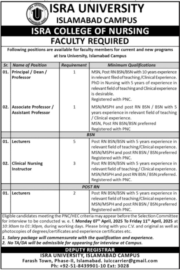 Isra University Campus Latest Faculty Required 2025 1 Isra University Campus Latest Faculty Required
