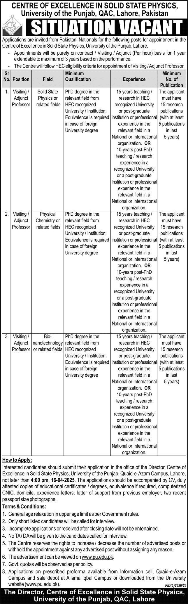 Today Positions at University of the Punjab 2025 1 Today Positions at University of the Punjab 2025