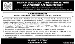 Latest Military Lands Cantonments Department Sindh Posts