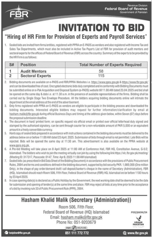 Federal Board of Revenue Latest FBR Posts 2025 1 Federal Board of Revenue Latest FBR Posts 2025
