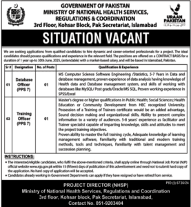 Ministry of National Health Services Job Posts