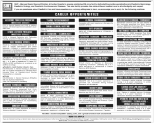 Latest Jobs at SIUT Maryam Bashir Dawood Hospital 2025