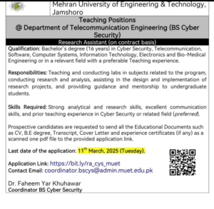 Mehran University of Engineering Technology Posts