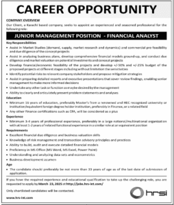 Career Opportunities At HRSI Company Sindh 2025
