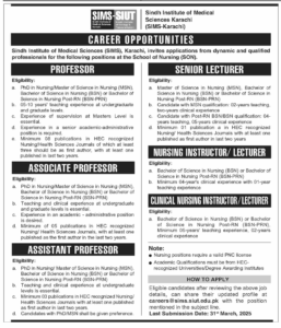 Latest Jobs at Sindh Institute of Medical Sciences