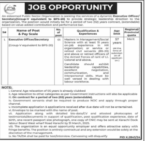 Latest Public Sector Organization Job in Sindh