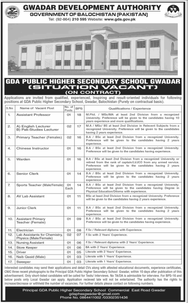 Latest GDA Public Higher Secondary School Jobs 2025 1 Latest GDA Public Higher Secondary School Jobs