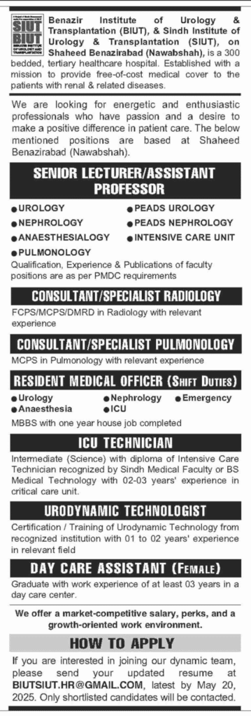 Latest SIUT BIUT Job Opportunities 2025 1 Latest SIUT BIUT Job Opportunities 2025