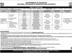 Latest NADRA Career Opportunities In Sindh
