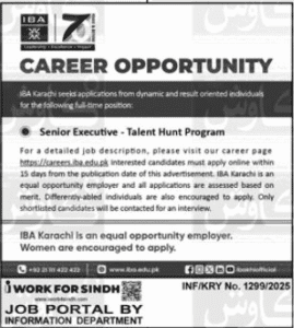 IBA Institute of Business Administration New Jobs