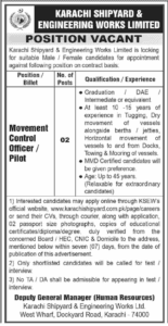 Position Available at Today Karachi Shipyard 2025