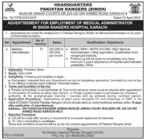 Pakistan Rangers Sindh Vacancy in Karachi 2025