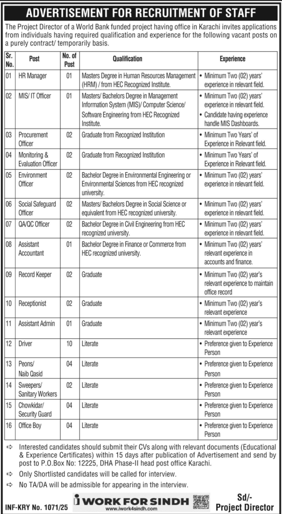 Sindh Latest World Bank Funded Project Jobs 2025 1 Sindh Latest World Bank Funded Project Jobs 2025