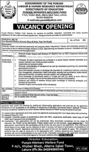 Latest Jobs at Punjab Workers Welfare Fund 2025