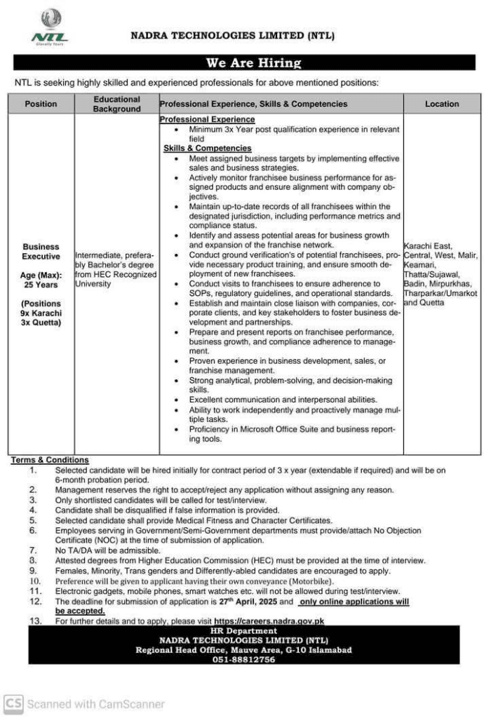Today NADRA Technologies Limited NTL Sindh Jobs 2025 2 Today NADRA Technologies Limited NTL Sindh Jobs 2025