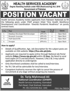 Health Services Academy Department Opportunities 2025