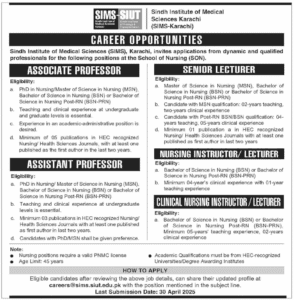 SIMS Sindh Institute of Medical Sciences Jobs 2025