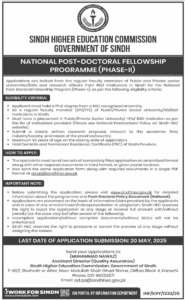 SHEC Sindh Higher Education Commission Jobs 2025