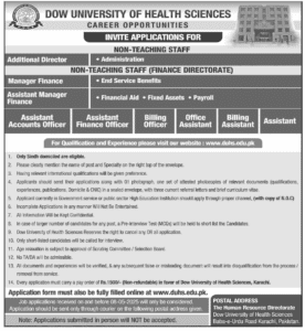 Dow University of Health Sciences New Jobs 2025