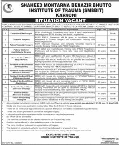 SMBBIT New Benazir Bhutto Institute of Trauma Jobs 2025