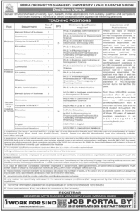 Benazir Bhutto Shaheed University BBS Karachi Jobs