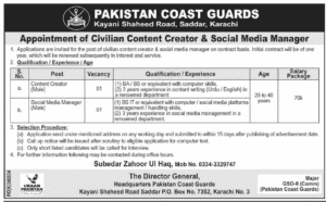 Today Pakistan Coast Guards Jobs Opportunities