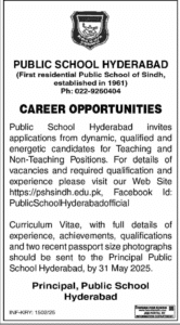 Latest Public School Hyderabad Sindh Jobs 2025