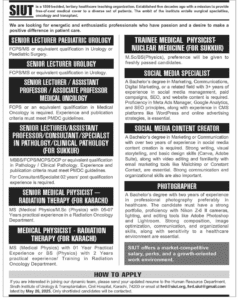 Latest Sindh Institute of Urology Today SIUT Jobs